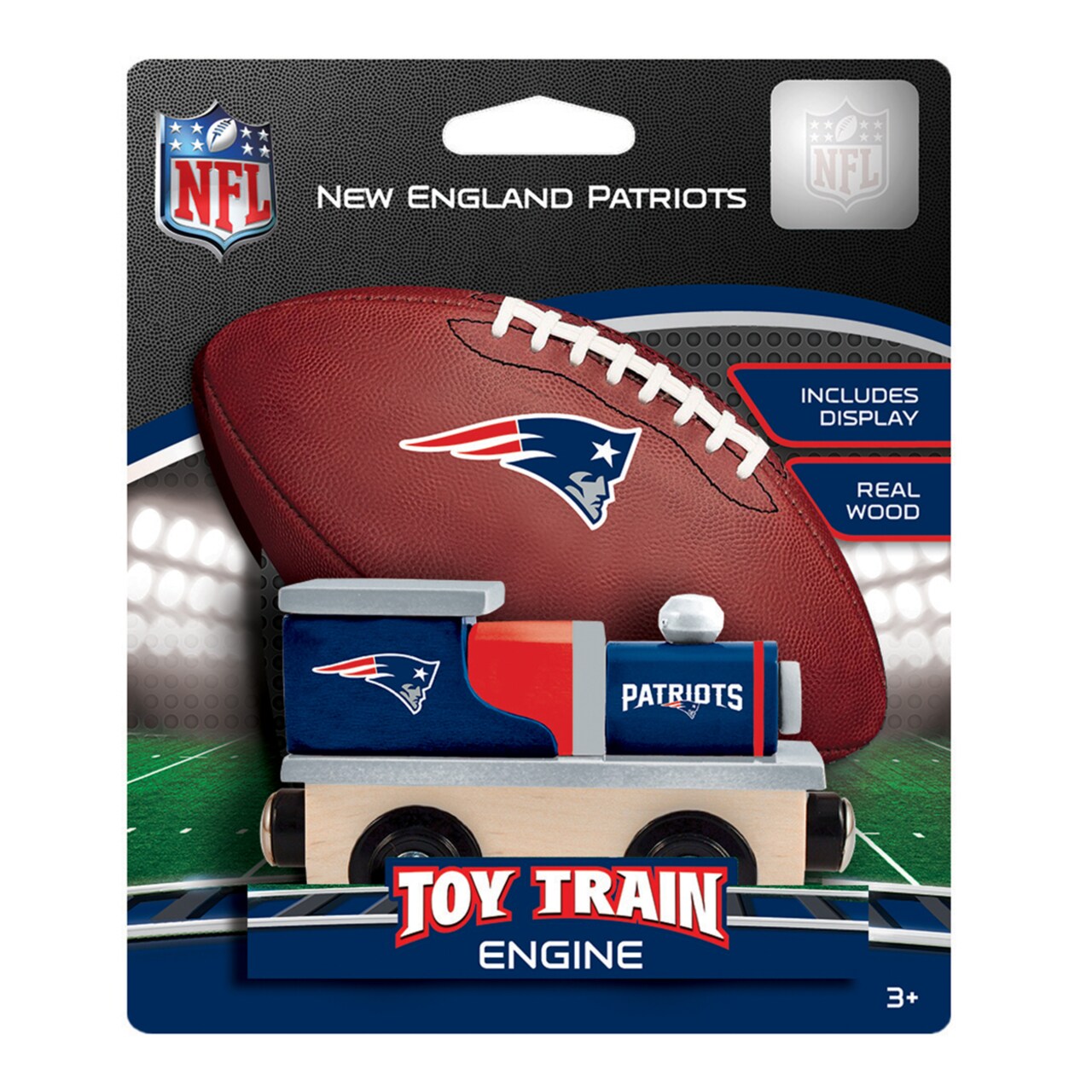 Masterpieces Officially Licensed NFL New England Patriots Wooden Toy Train Engine For Kids